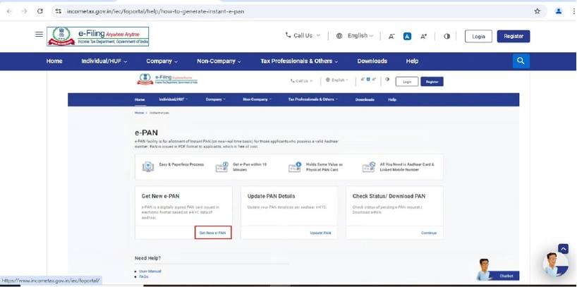 Instant e-PAN: Anywhere Anytime